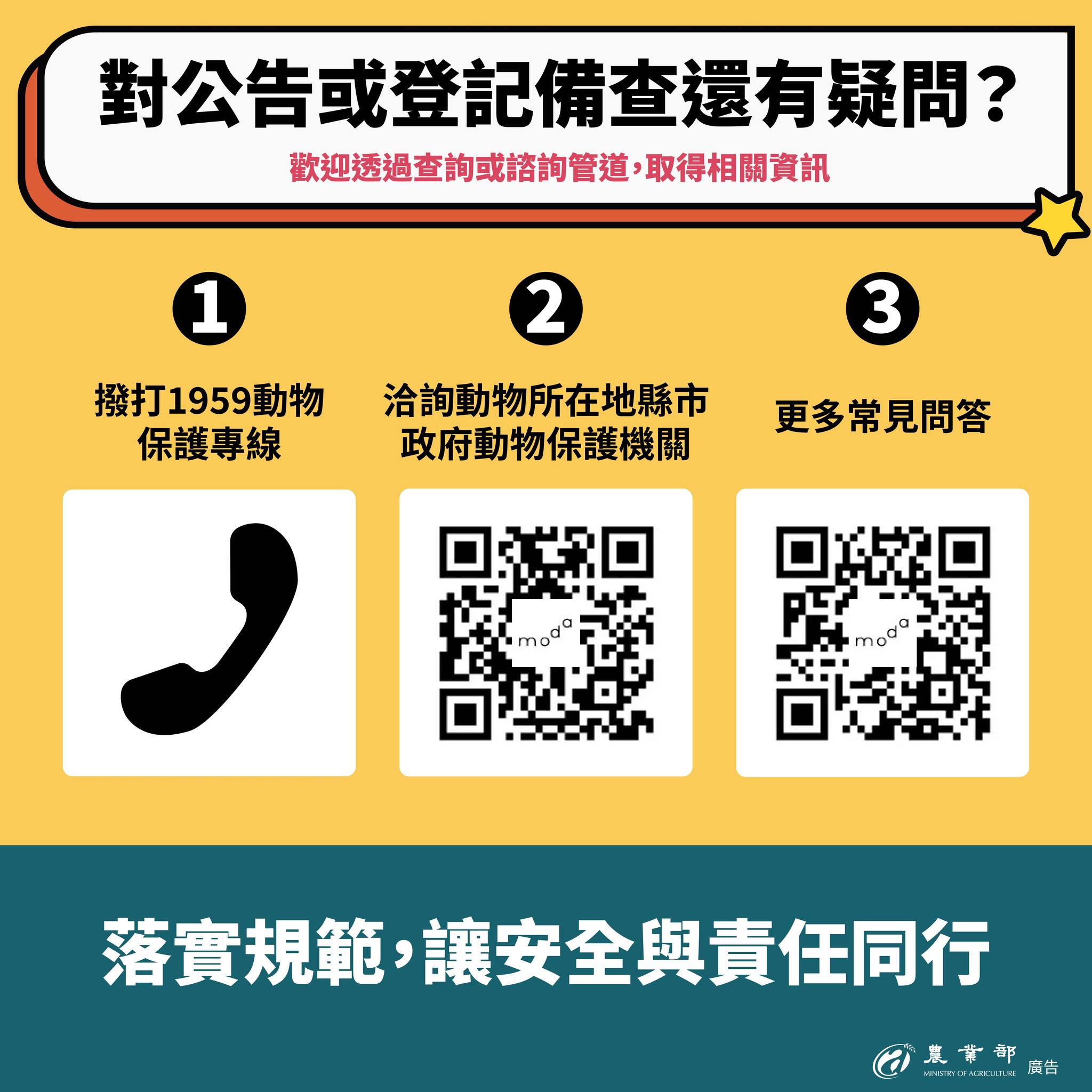 守護動物福利，也守護公共安全！從0501起，禁止家庭飼養三大類動物，毒蛇、浣熊、河口鱷。11